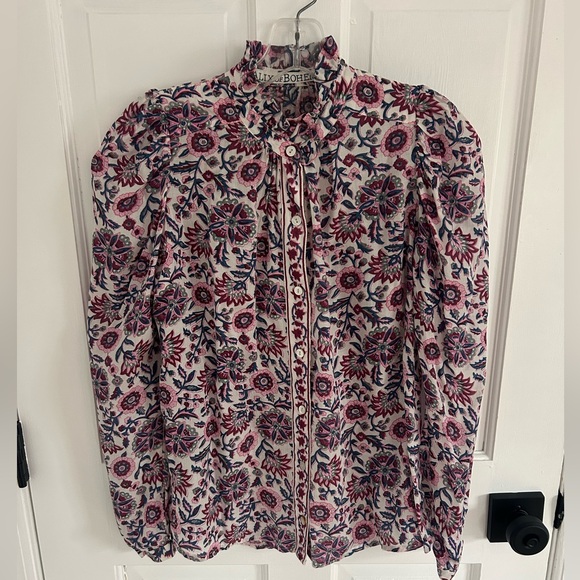 Alix of Bohemia Long Sleeve Artemis Floral Blouse In Ivory Amazon - Picture 2 of 7